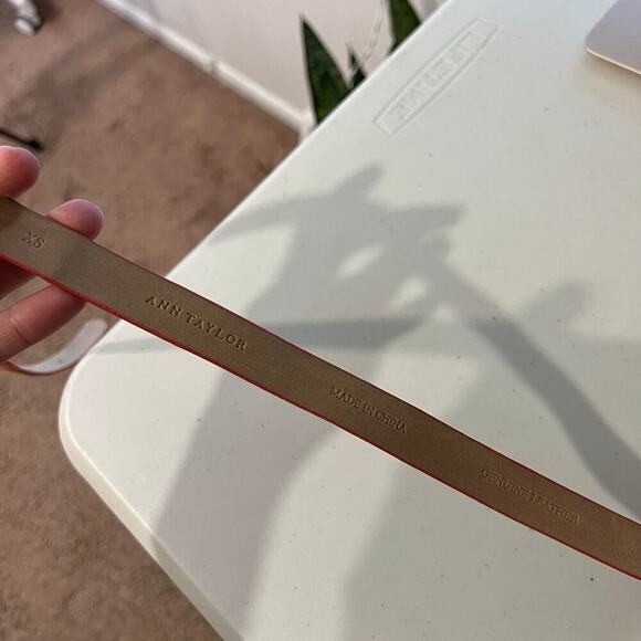 Ann Taylor Pink Snake Genuine Leather Thin Skinny Silver Buckle Belt Size XS - Picture 4 of 8